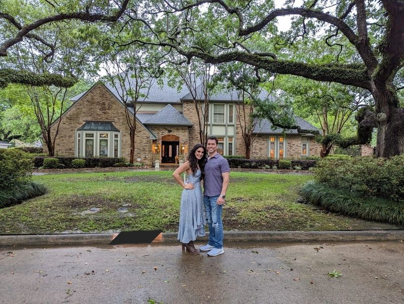 Priscilla and Sean Pruitt in front of their new home in Texas