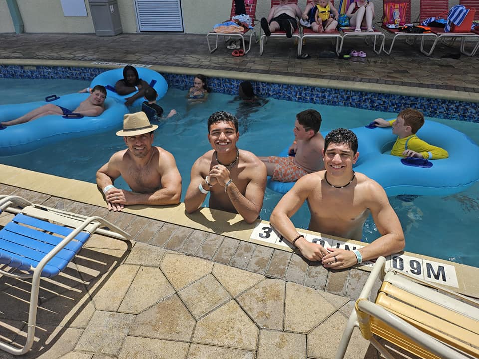 Sean, Nathanael, and Elijah at the pool